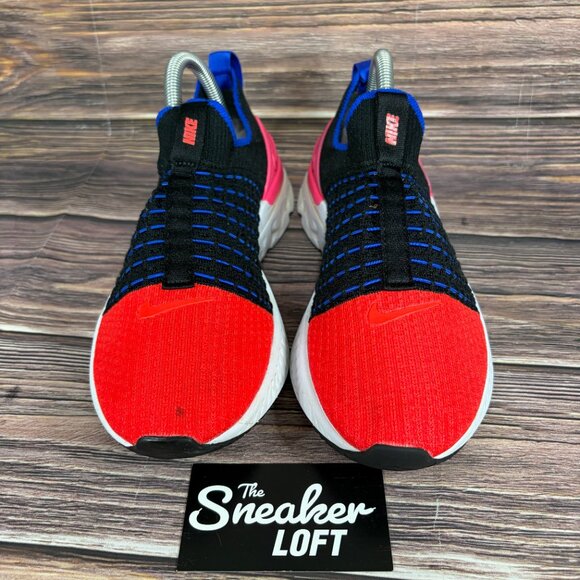 Nike React Phantom Run Flyknit 2 Black Hyper Pink Crimson Athletic Shoes 8.5 - Picture 2 of 8
